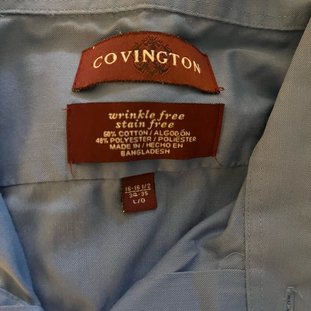 Covington Light Blue Wrinkle-Free button down Shirt 16-16 1/2  34-35  large